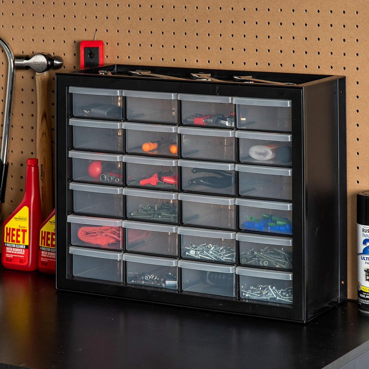 IRIS USA 24-Drawer Plastic Storage Cabinet, Teacher Toolbox, Garage, Black