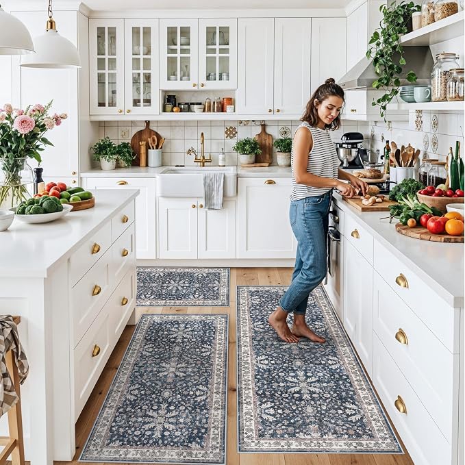 Kitchen Rug Sets 3 Piece Non Skid – Washable Small Kitchen Rugs and Runner Set