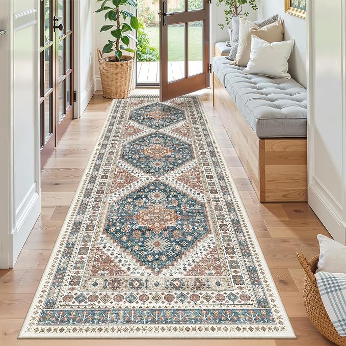 Madane Runner Rug 2'6''x8' Kitchen Runner, Hallway Runner Printed Vintage