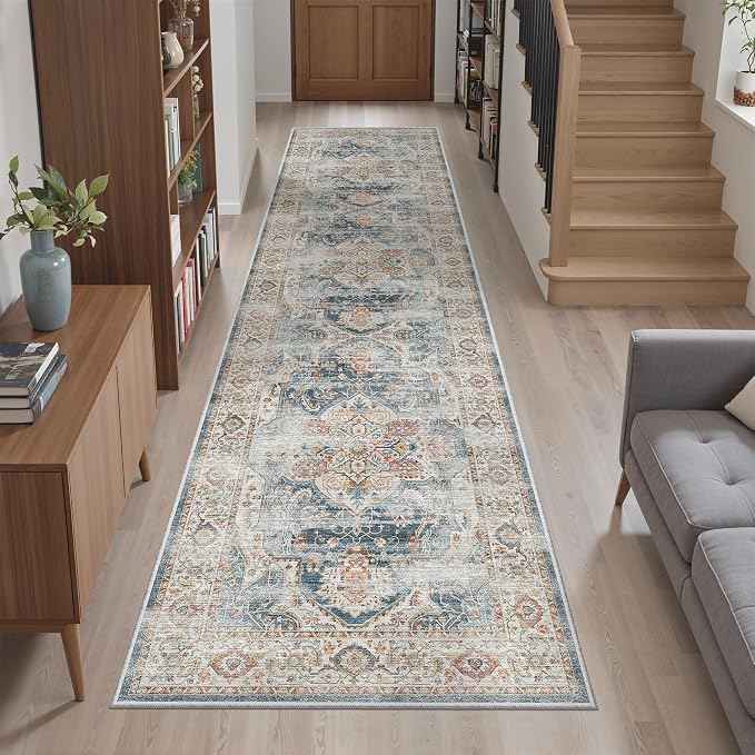 Madane Runner Rug 2x8, Washable Hallway Runner Rugs, Non-Slip Low-Pile Soft