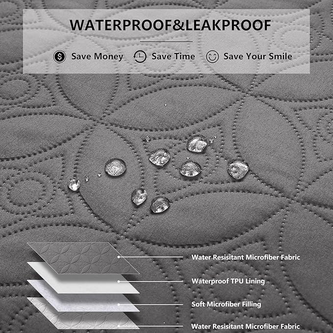 Waterproof Dog Blanket, Small Pet Couch Covers for Sofa, Chair Bed Furniture Protector Washable Reversible(30"x30",Lightgrey+Darkgrey and 30"x30", Burgundy+Red)