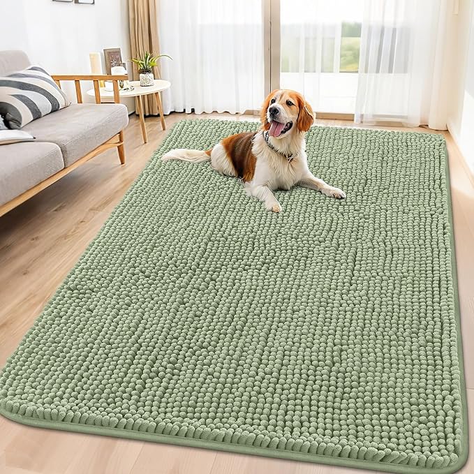 Smiry Dog Door Mat for Muddy Paws 71x46, Absorbent Dirt Trapper, Non-Slip