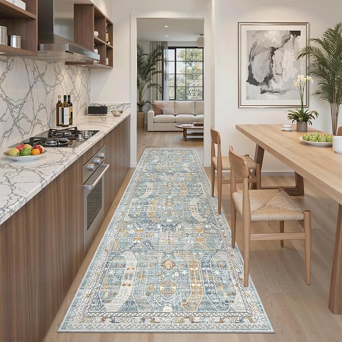 Madane Runner Rug 2'6''x8' Kitchen Runner, Hallway Runner Printed Vintage