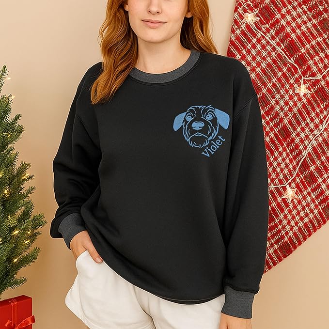 NAZENTI Personalized Dog Sweatshirt, Custom Photo Shirts, Dog Embroidered Shirt for Women, Men, Pet Lovers Gifts, Mom Gift