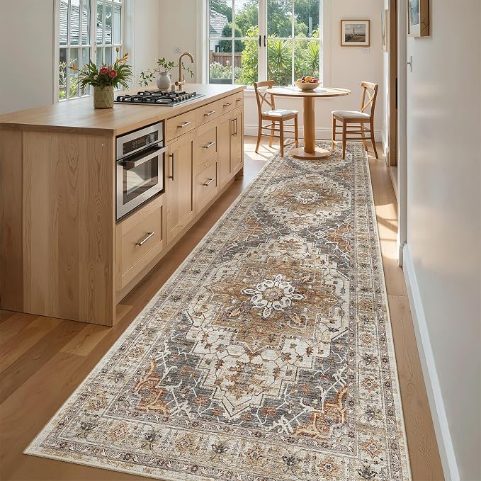 Madane 3x12 Hallway Runner Rug, Non Slip Washable 12ft Runner