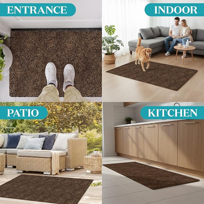 Premium Microfiber Indoor Door Mat – 36"x60" Washable Entry Mat, Waterproof