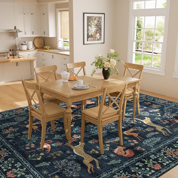 DUKINO 9x12 Rug, Washable Animal Living Room Rug