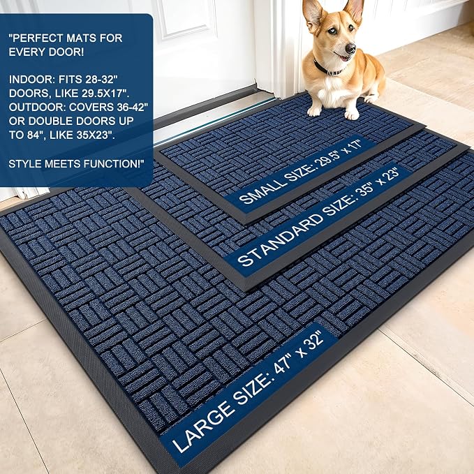 OLANLY Front Door Mat Outside Entrance 59x23, Heavy Duty Sturdy Natural Rubber