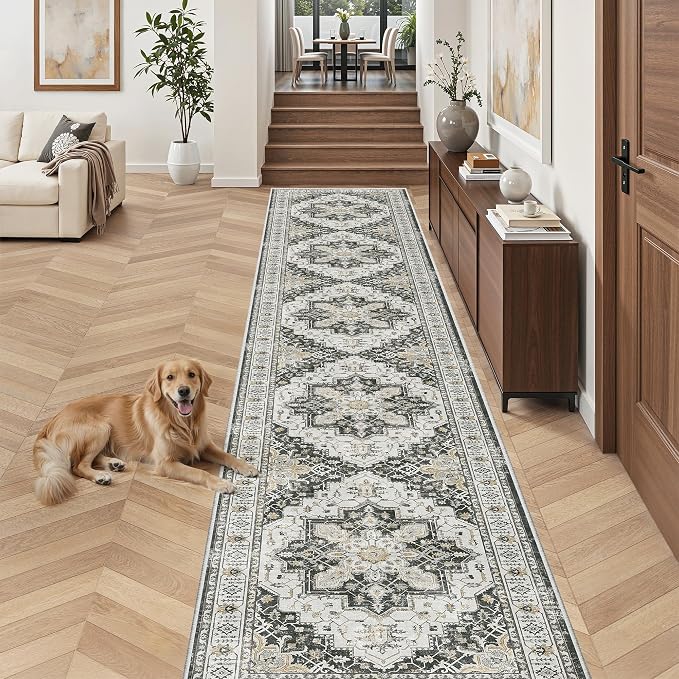 Madane Hallway Runner Rug 2'6''x14' Kitchen Runner, Non Slip Vintage Runners