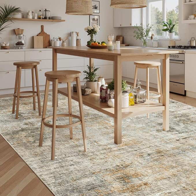 Soalmost Abstract Rug 8x10 Large Living Room Rugs Neutral Modern Washable Area