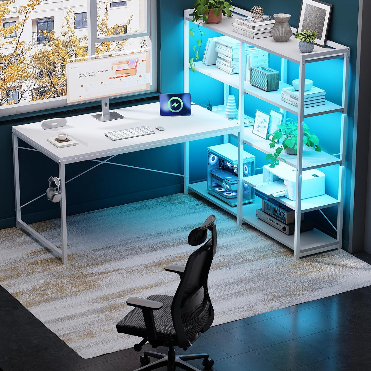 Pamray 49 Inch L Shaped Gaming Computer Desk with Shelves and Storage