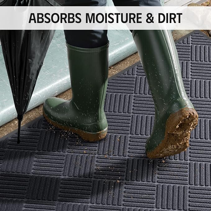 Front Door Mat Outside Entrance, Absorbent Dirt Resist Dog Door Mat, Heavy Duty