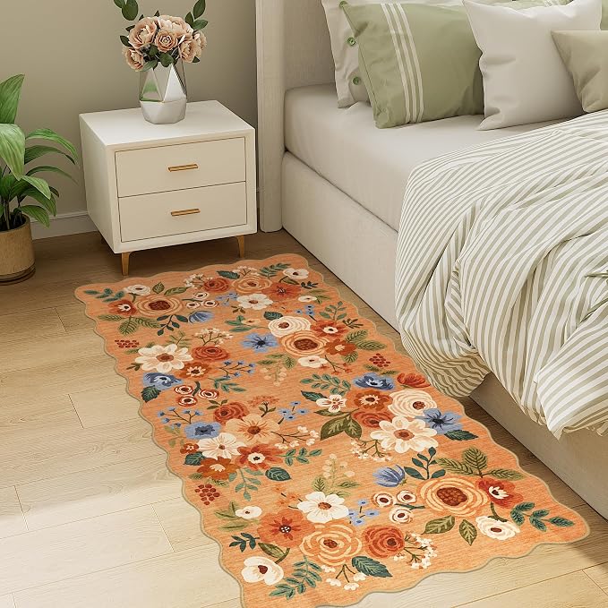 DUKINO 2x4 Washable Runner Rugs, Non Slip Floral Print Entryway Rug