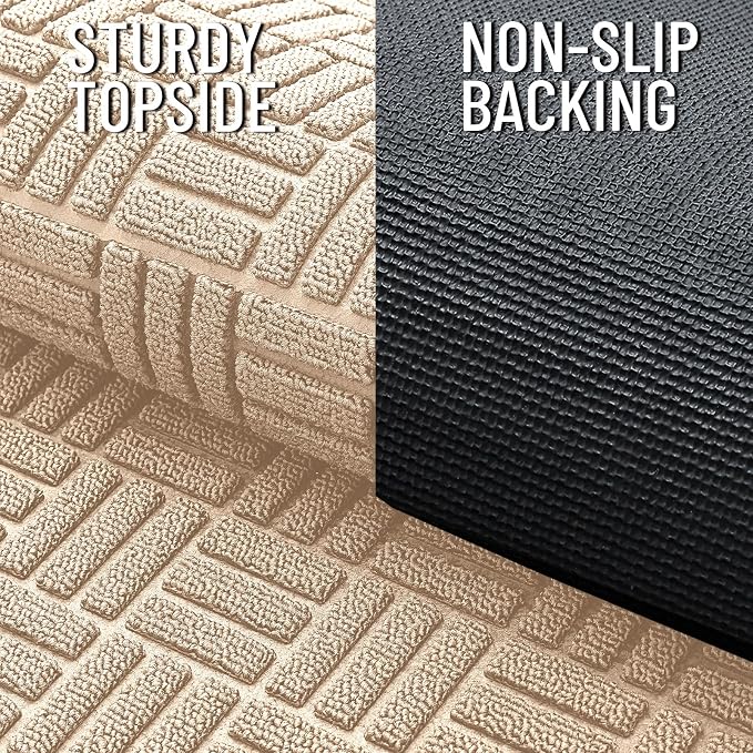 OLANLY Front Door Mat Outside Entrance 33x21, Heavy Duty Sturdy Natural Rubber
