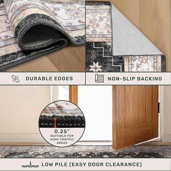 Black Washable 8ft Long Runners