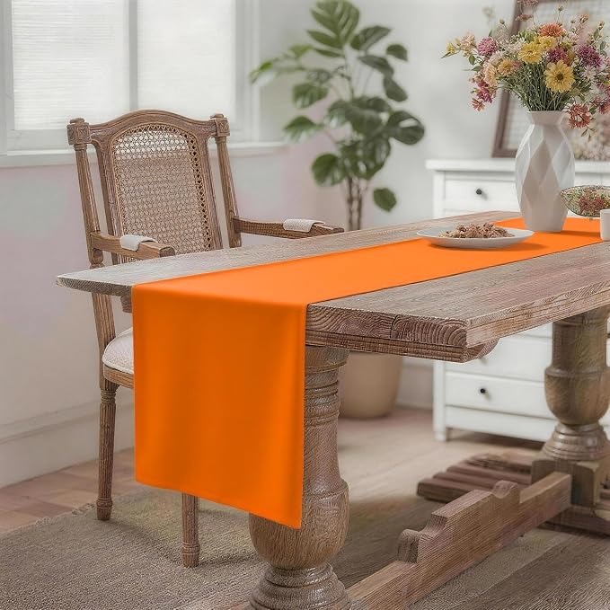 MEANMOY Orange Table Runner 72 Inches Long Waterproof Table Runners | Washable