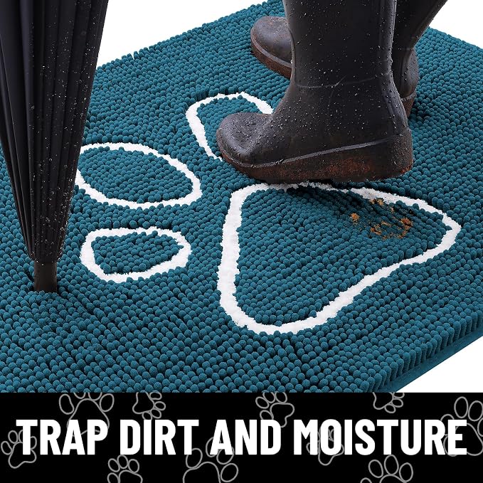Smiry Dog Door Mat for Muddy Paws, Absorbent Dirt Trapper Non Slip Quick Dry