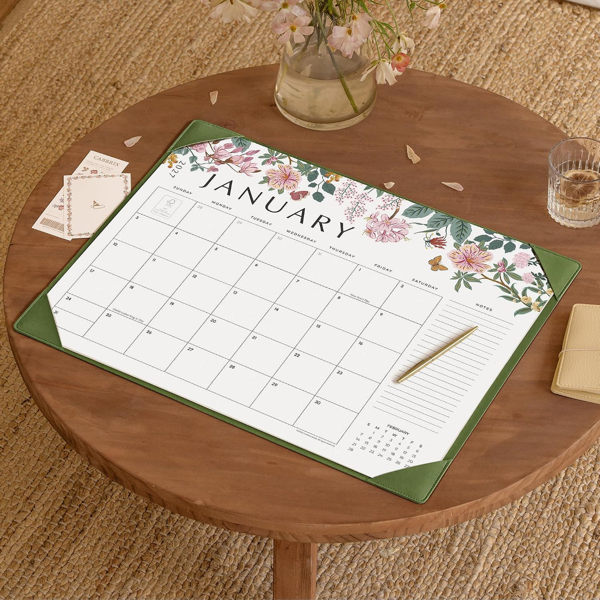 Cabbrix Desk Calendar 2027, Large Desk Pad Calendar 22 x 17" (Green)