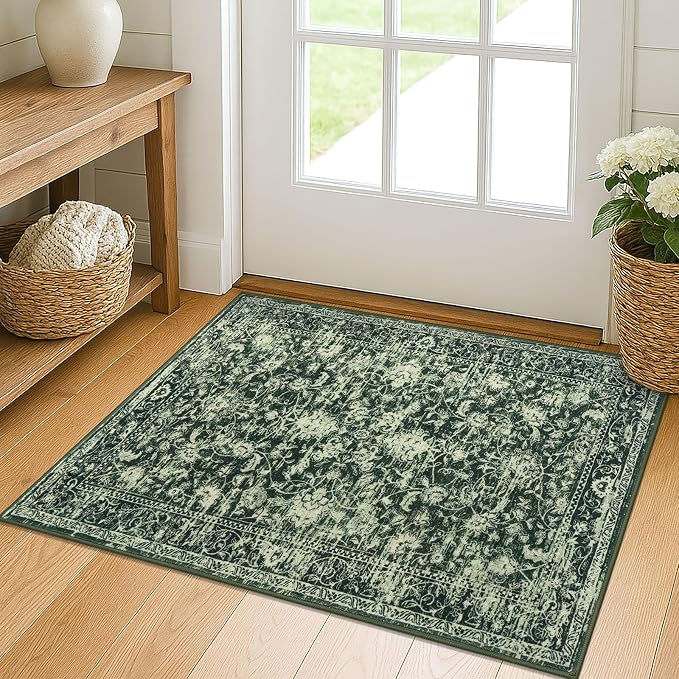 KILOCOCO Small Area Rug 2x3 Entryway Rugs Printed Vintage Floral Washable Rug