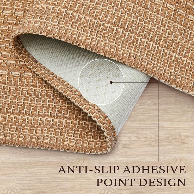 MatEssenz 3x5 ft Washable Area Rug, Textured Natural Woven Low-Profile Entryway