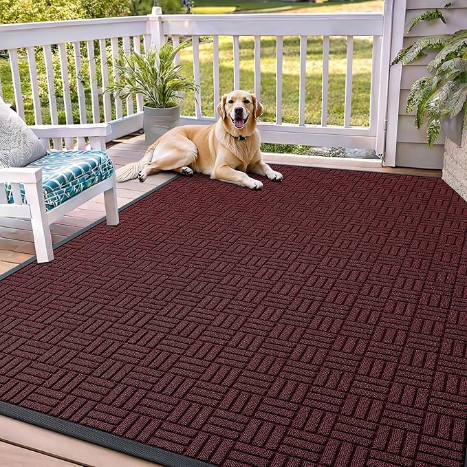 OLANLY Front Door Mat Outside Entrance 71x47, Heavy Duty Sturdy Natural Rubber