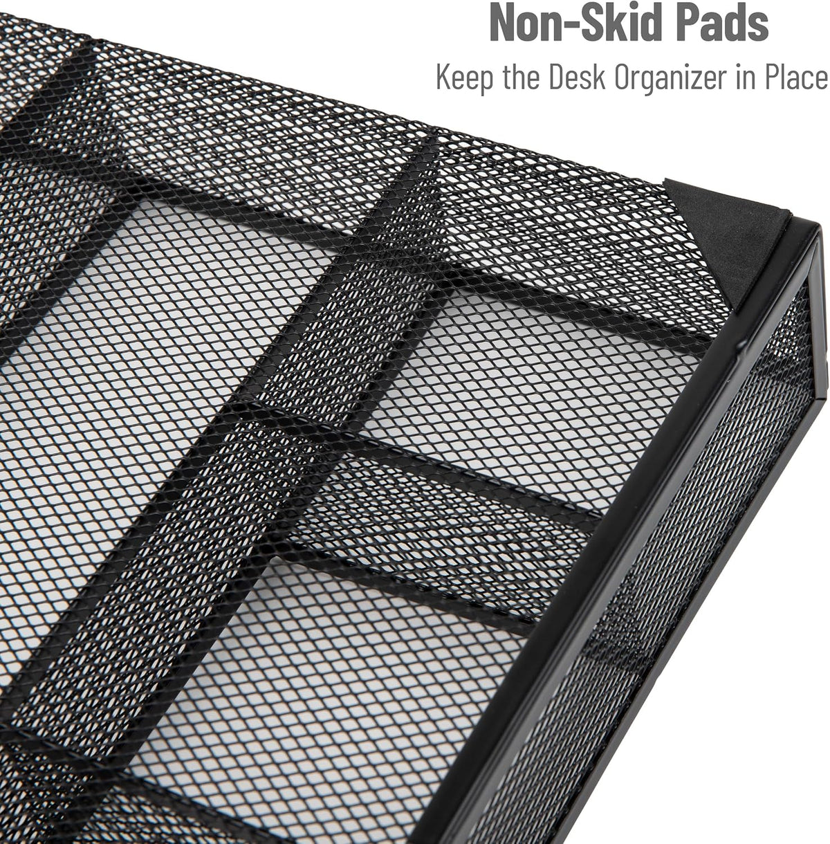 Mind Reader 6-Compartment Drawer Organizer, Metal Mesh Desk Organizer for Office, Kitchen, Utensils, Supplies, Set of 2, Black