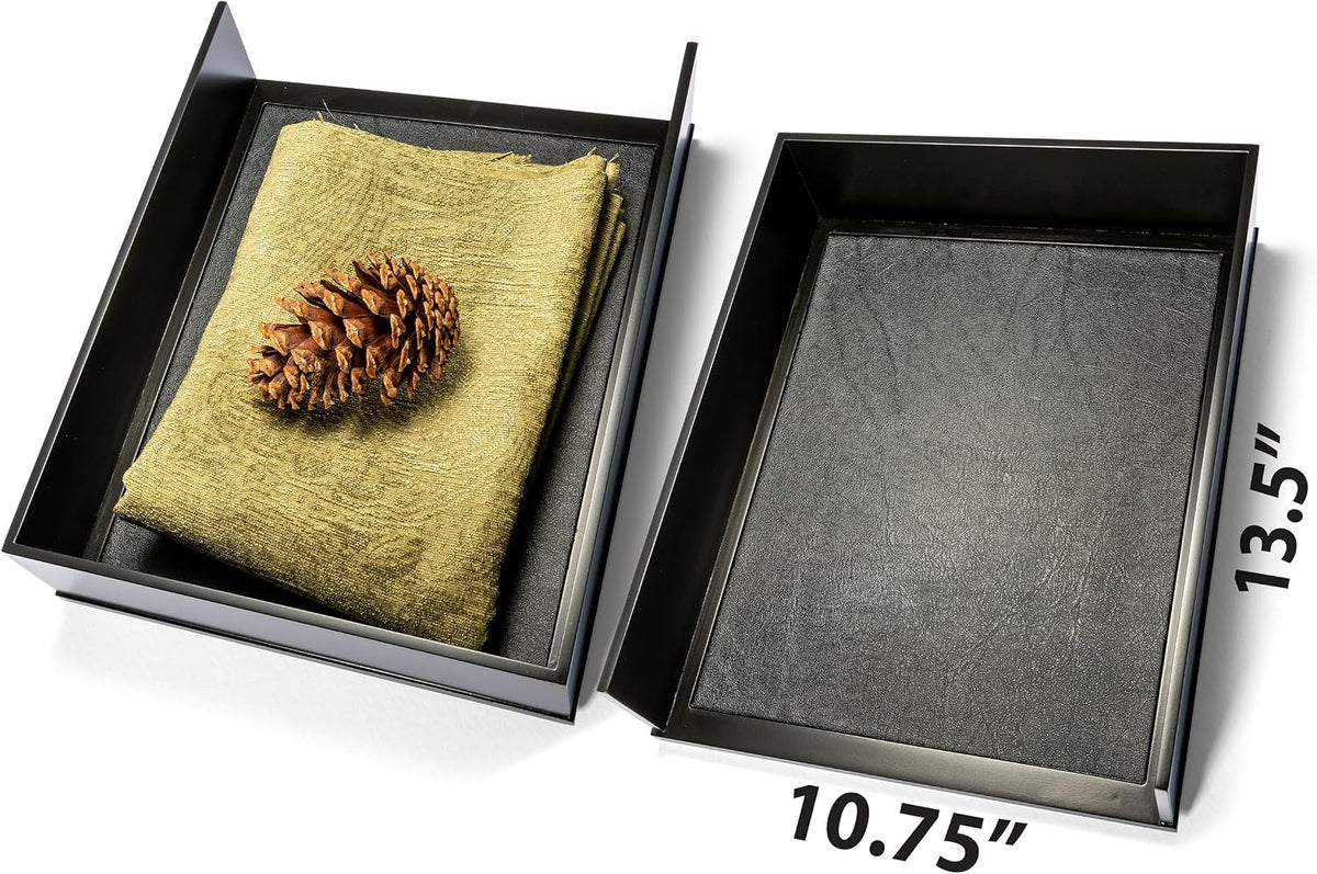 Victor 1142-5 Midnight Black Collection Front Load Letter Tray, Matte Black Paint with Faux Leather Tray Pad for a Professional Look