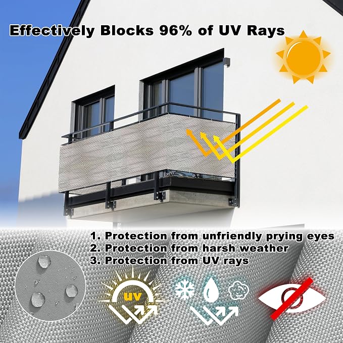 Privacy Screen 2' x 3.3' UV-Protection Wind-Resistant Balcony Privacy, Easy