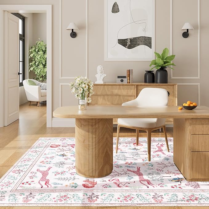 DUKINO 4x6 Rug, Washable Animal Area Rug