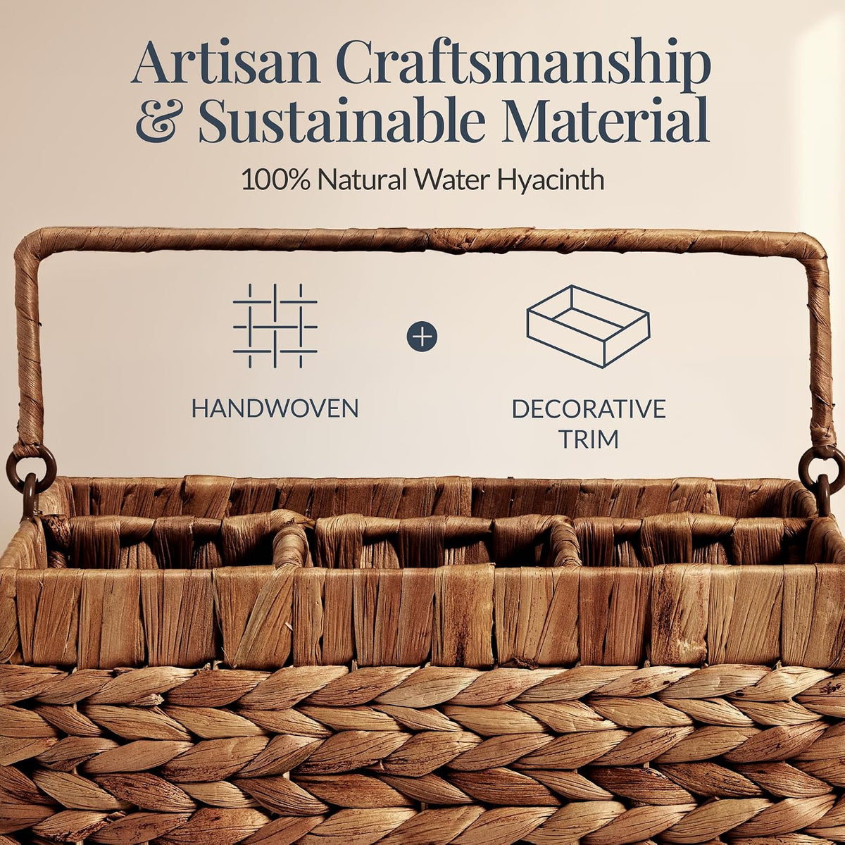 Best Choice Products Handwoven Silverware Organizer w/Handle, 4 Compartment Flatware Organizer, Shelf Storage Basket, Wicker Utensil Caddy, Cutlery Basket Holder for Party, Picnic, BBQ - Chestnut