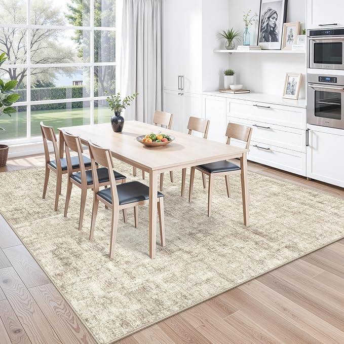 10x10 ft Square Living Room Rug – Washable Modern Abstract Area Rug