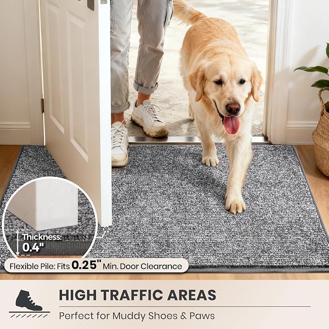 PURRUGS Dirt Trapping Door Mat 34" x 59", Non-Slip Machine Washable Entry Rug