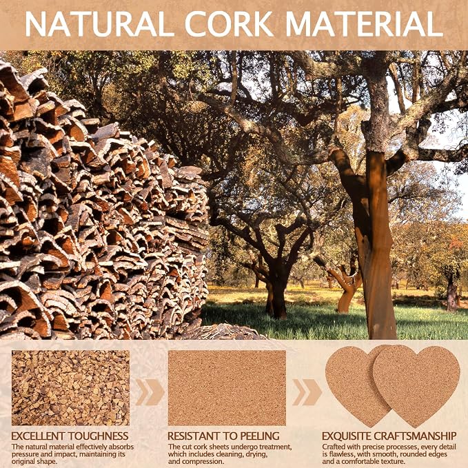 60 PCS Cork Coasters for Laser Engraving, Thick Absorbent Blank Coasters | 4