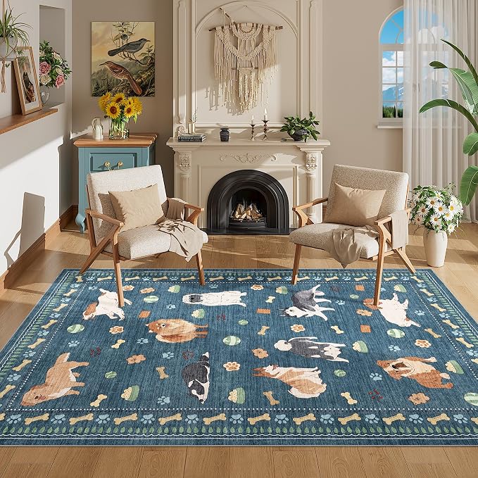 DUKINO 4x6 Area Rug, Non Slip Washable Rug