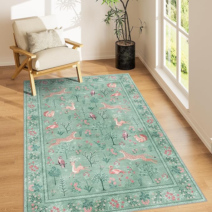 DUKINO 3x5 Rug, Washable Animal Area Rug