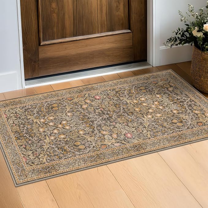 Brown Washable 2x4 Entry Rug