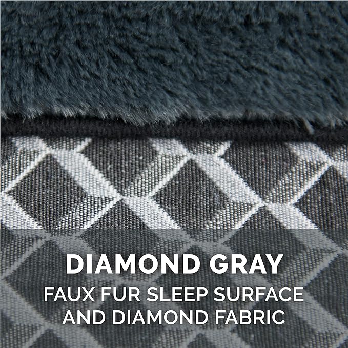 Furhaven Comfy Couch Plush & Décor Sofa-Style Fiberfill Pillow Dog Bed - Diamond Gray, Small