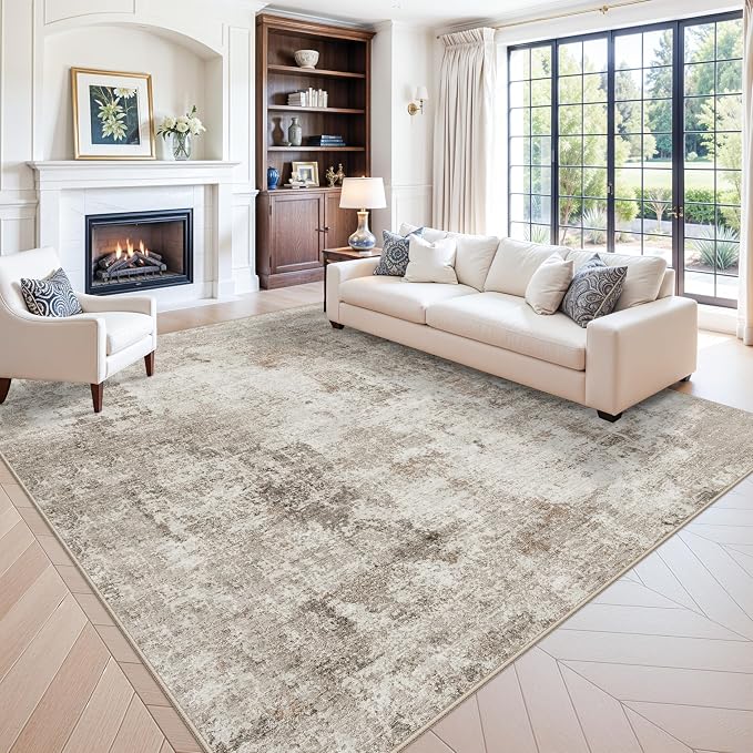 11x11 Square Area Rug for Living Room–Washable Non-Slip Soft Large Rug for