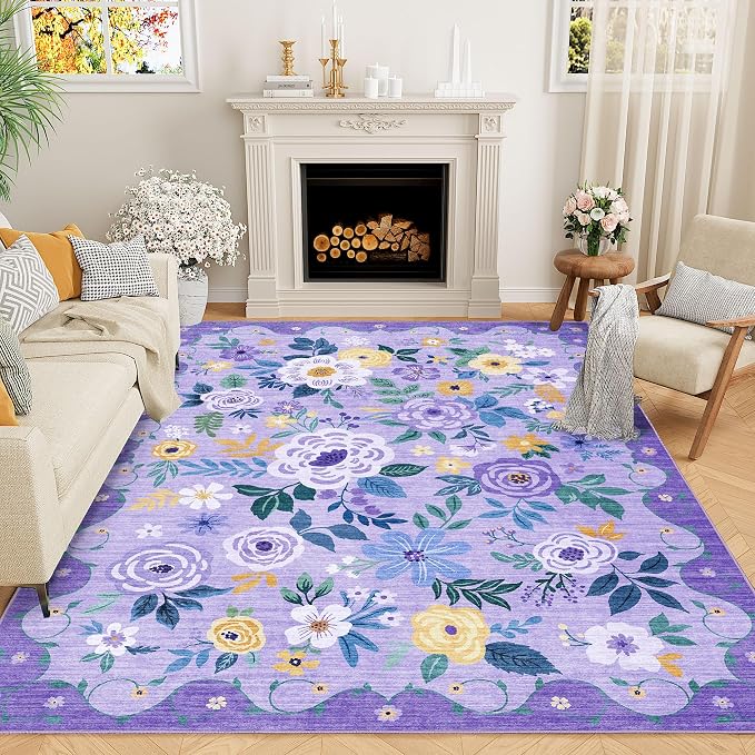 DUKINO 6x9 Area Rug, Floral Rugs