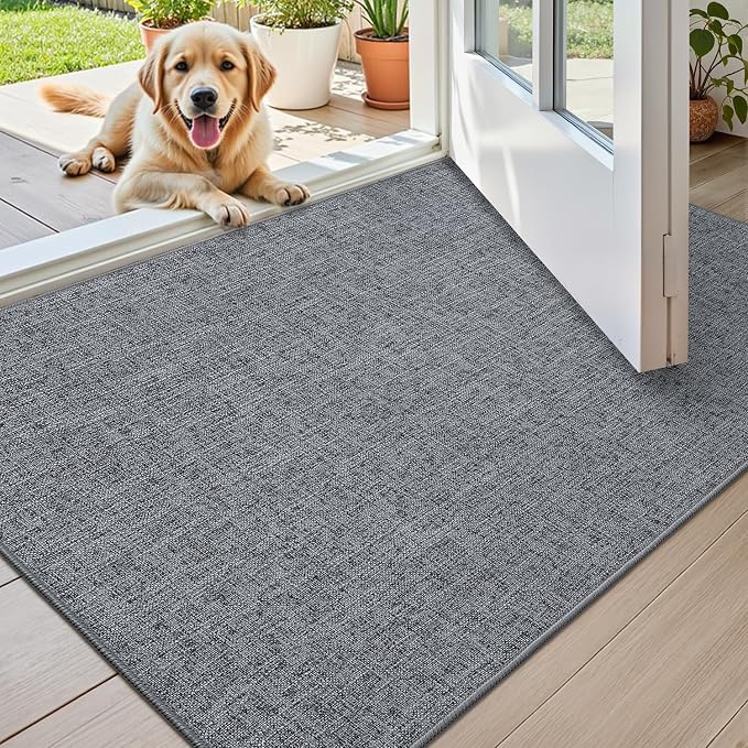 Color&Geometry Ultra Thin Indoor Door Mat 48"x72", Non Slip Rubber Backed Dirt