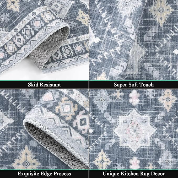 HEBE Boho Kitchen Rug Sets 3 Piece