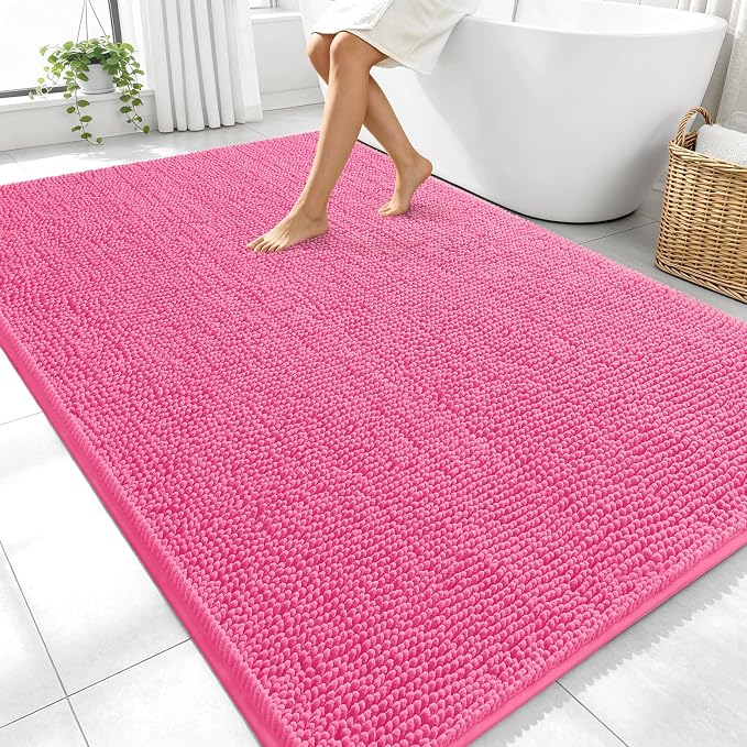 OLANLY Large Bathroom Rugs 70x46, Extra Soft Absorbent Chenille Bath Rugs