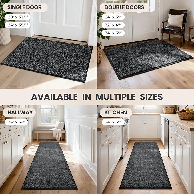 PURRUGS Dirt Trapping Door Mat 24" x 35.5", Non-Slip Machine Washable Entry Rug
