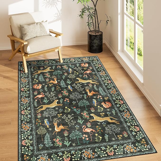 DUKINO 4x6 Rug, Washable Animal Area Rug