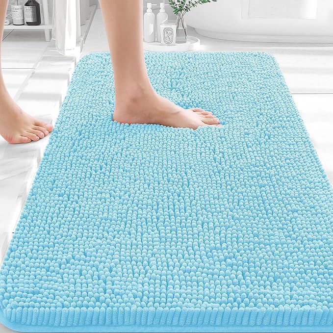 OLANLY Bathroom Rugs 30x18, Extra Soft Absorbent Chenille Bath Rugs, Rubber