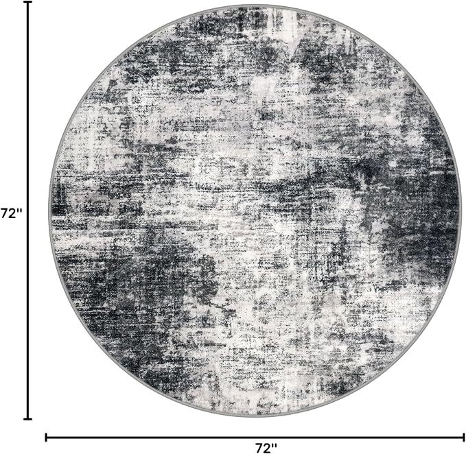 IOHOUZE Abstract Round Area Rug 6 Ft Washable Circle Rugs Large Round Rug Non