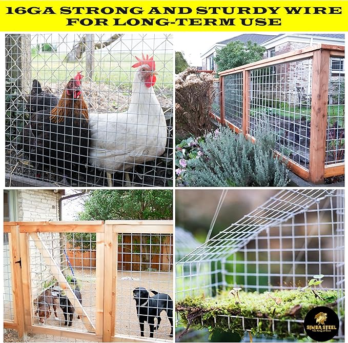 48” x 50 FT Hardware Cloth 1 inch Mesh 16 Gauge, Hot Dip Galvanised Wire Mesh, Rust Proof, Welded Cage Wire Rolls for Garden, Fence, Chicken, Rabbit, Pet Enclosures