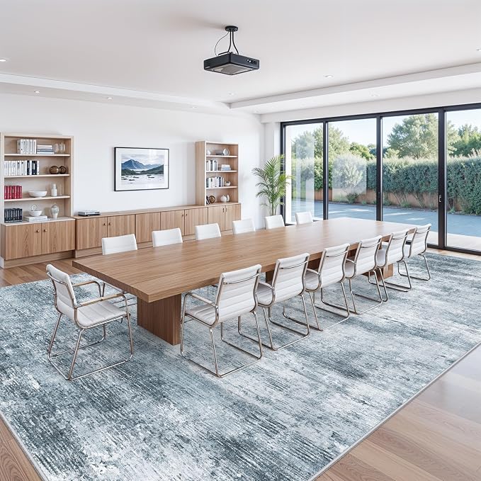 Extra Large Living Room Rug 12x18ft Washable Modern Abstract Neutral Oversize