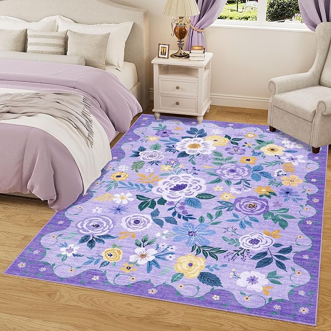 DUKINO 6x9 Area Rug, Floral Rugs