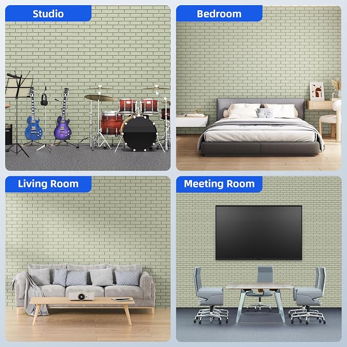 12 Pack Acoustic Panels with Self Adhesive, Soundproof Wall Panels, Brick Sound